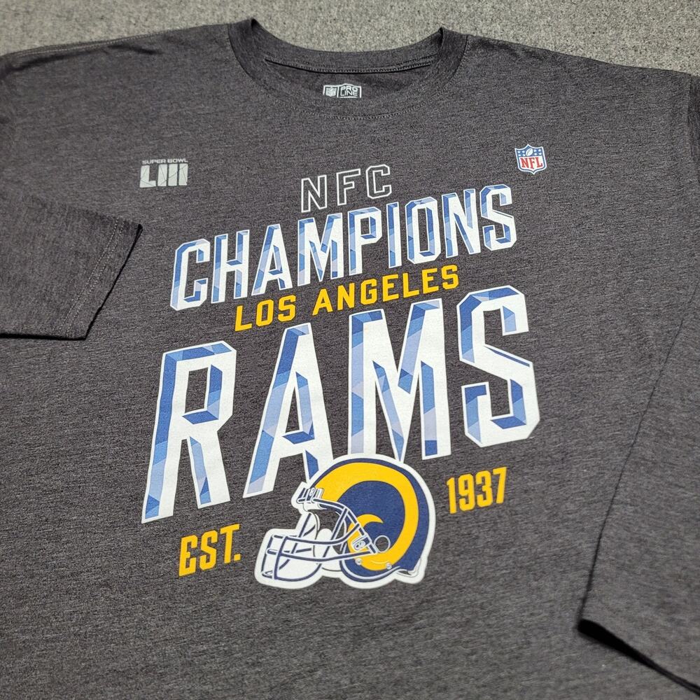 LA Rams Shirt Mens 3XL XXXL Gray Super Bowl LIII Graphic Long Sleeve Crewneck